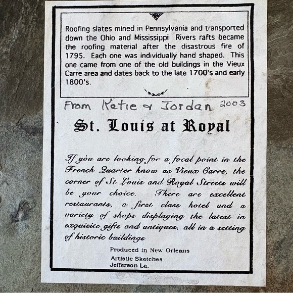 Vintage NEW ORLEANS Roofing Slate Art Wall Plaque St. Louis at Royal Coleman - Picture 10 of 11